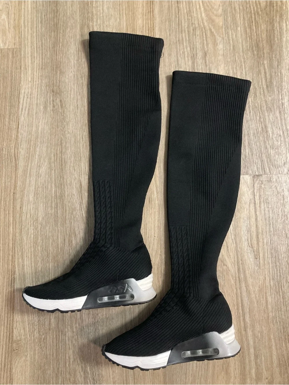 Ash Black Knee-High Sock Sneakers with White Accents